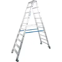 Krause Dubbele trapladder van aluminium met wielen, 2 x 10 treden