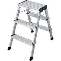 Krause Rolly - Stufenleiter - 3 Stufen - 2 Abschnitte 130068 Aluminium Dubbele trap Opklapbaar Werkhoogte (max.): 2.65 m Zilver 2.4 kg