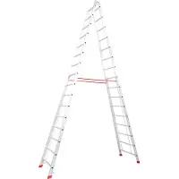 Krause Dubbele trapladder, van aluminium, 2x 16 sporten