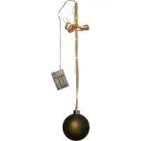 Star Trading Batterijgevoede kerstlamp 'Bliss' met kerstbal, 16 dauwdruppel-LED's, timer, groen, Ø 10 cm