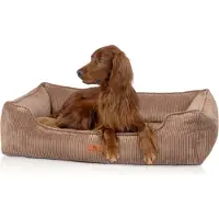 Knuffelwuff orthopedisch hondenbed van ribfluweel met handgeweven uiterlijk Nunavut M-L 85 x 63 cm bruin