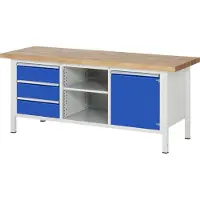 RAU Werkbank serie 8563, 3 schuiflades, 1 legbord, deur met legbord, D 700 mm