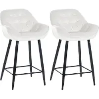 CLP Gibson 76 Set van 2 barkrukken - Met armleuning - Met rugleuning - Fluweel - Velvet - cremewit