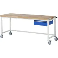 RAU Werkbank serie 8000, verrijdbaar, met hangende schuiflade, B 2000 x D 700 x H 880 mm