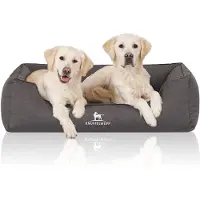 Knuffelwuff orthopedisch waterafstotend hondenbed Leon van velours met handgeweven karakter XXL 120 x 85cm antraciet