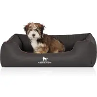 Knuffelwuff orthopedisch hondenbed Columbia van laser-gewatteerd kunstleer M-L 85 x 63cm zwart