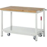 RAU Werkbank serie 8000, verrijdbaar, neerlaatbaar, Legbord, B 1250 x D 700 x H 880 mm