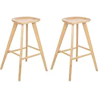 Beliani CANDO - Barkruk set van 2 - Lichtbruin - Rubberhout