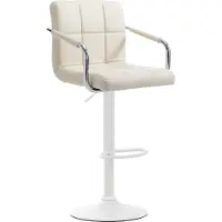 CLP barkruk Lucy V2, in hoogte verstelbaar en draaibaar | Kleur: crème, frame: wit
