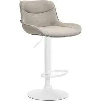 CLP Vonore Barkruk - Met rugleuning - Met voetensteun - Verstelbaar - Metalen frame - Stof - wit/taupe