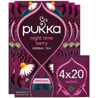 Pukka Tea Night Time Berry - 80 Theezakjes - Biologische Kruidenthee - Kamille, Braam, Zwarte Bes - 4 x 20 Zakjes - Thee Voordeelverpakking
