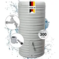 Graf NORDIC 2in1 regenwatertank compleet set 300 L steengrijs incl. chroom aftapkraan en regenpijpaansluiting