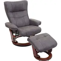 MCA relaxfauteuil Montreal, TV-fauteuil kruk, stof/textiel 130kg belastbaar ~ donkergrijs, walnootkleurig