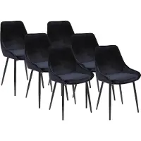Vente-unique Set van 6 stoelen MASURIE - Fluweel - Zwart