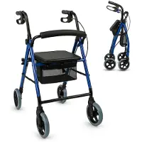 Mobiclinic Hércules - Rollator - Looprek met wielen - Opvouwbaar -Lichtgewicht en Inklapbaar - Aluminium - Verstelbaar - Zitting en 4 wielen - Blauw