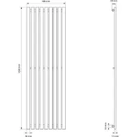 LuxeBath Design paneelradiator 480x1600 mm, antraciet, vloerverbindingsset