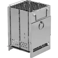 Fox Outdoor Rocket Stove - Buitenkachel - RVS - opvouwbaar met grill - mini - ca. 21 x 14 x 14 cm (H x B x D)