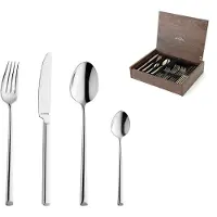 Amefa Metropole 24-delige Bestekset – 6 Personen – Zilver – In Luxe Houten Cassette-Hoogwaardig 18/10 chroomnikkelstaal