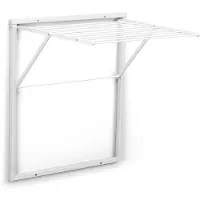 Arredamenti Italia KLEDY BIANCO- Houten Handdoekrek - Inklapbaar Wanddroogrek - 6,5m Drooglengte- Kleur: WIT - ARIT - Il cuore del legno