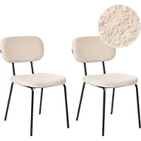 Beliani ADAIR - Eetkamerstoel set van 2 - Beige - Bouclé