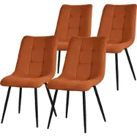 ML-Design Eetkamerstoelen set van 4 oranje keukenstoelen met polyester hoes en stalen poten ML design