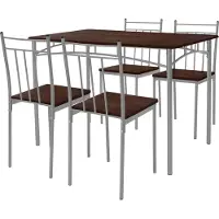 ML-Design Eetset voor 4 personen 5-delig met eettafel en 4 stoelen donkerbruin hout ML design