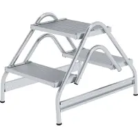 Munk -werkplatform, 2 x 2 treden aluminium, stabiele buisconstructie, 400 × 300 mm loopvlak, 200 mm treden, antislip, 150 kg