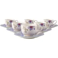 Villeroy & Boch Espressotassen mit Untertassen Mariefleur Gris Basic 50 ml Set van 6