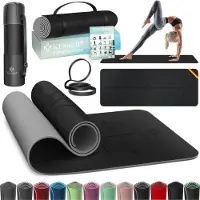 Kesser Yoga Mat Extra Dik 183x61cm - Turnmat TPE Fitnessmat Gewatteerd & Antislip Yogamat Trainingsmat voor Fitness Pilates & Gymnastiek - Zwart