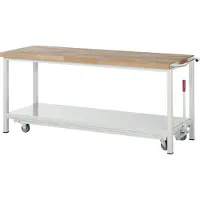 RAU Werkbank serie 8000, verrijdbaar, neerlaatbaar, Legbord, B 2000 x D 700 x H 880 mm