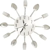 vidaXL Wandklok lepel-en-vork 31 cm aluminium zilverkleurig