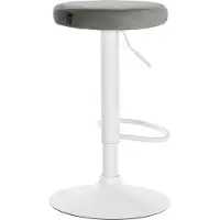 CLP Barkruk Ponte - fluweel, wit frame - grijs
