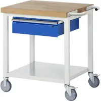 RAU Werkbank serie 8001, verrijdbaar, met schuiflade, met legbord, B 750 x D 700 x H 880 mm