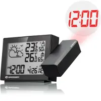 Bresser Weerstation - MeteoTemp P - Projectie Weerstation Klok - Zwart - Weersvoorspelling