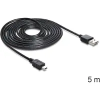 DeLOCK Mini USB naar Easy-USB-A kabel - USB2.0 - tot 2A / zwart - 5 meter