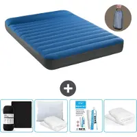 Intex Luchtbed - Twijfelaar - 137 x 191 x 22 cm - Blauw - Inclusief pomp - Hoeslaken - Kussen - Reparatieset en Kussenbeschermer