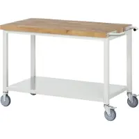 RAU Werkbank serie 8000, verrijdbaar, plaatstalen legbord, B 1250 x D 700 x H 880 mm