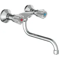 Schutte BRILLANT tweegreepskraan keuken, wandmontage, chroom