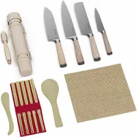 Klarstein 15-delige professionele sushiset met 4 messen van 3cr13 rvs 430, mat gepolijst essenhout - gemakkelijk & snel snijden, inclusief eetstokjes & rijst, sushi rijstvormer