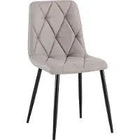 CLP Clairton Eetkamerstoel - klassiek - met zwart metalen frame - Belastbaar tot 150 kg - fluweel - Velvet - Stof/licht grijs