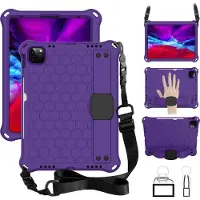 Mobigear HexStrap Tablethoes geschikt voor Apple iPad Air 4 (2020) Hardcase Backcover + Stylus Houder + Schouderband + Standaard - Paars