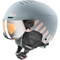 Uvex Rocket JR Vizier, skihelm met vizier, junior, lichtgrijs/roze