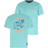 TYGO & vito jersey T-shirt met backprint blauw Jongens Katoen Ronde hals - maat 134-140