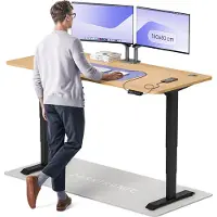 Desktronic HomePro Zit-sta Bureau Elektrisch In Hoogte Verstelbaar, 180x80cm Zwart/Eiken, Stille Dubbele Motor, Hoogte 62-126cm