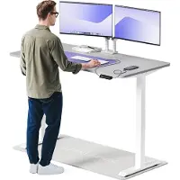 Desktronic HomeOne Zit-sta Bureau Elektrisch In Hoogte Verstelbaar, 160x80cm, Wit/Grijs, Stille Dubbele Motor, Hoogte 72-119cm