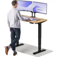 Desktronic HomePro Zit-sta Bureau Elektrisch In Hoogte Verstelbaar, 120x60cm Zwart/Eiken, Stille Dubbele Motor, Hoogte 62-126cm