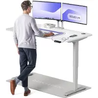 Desktronic HomePro Zit-sta Bureau Elektrisch In Hoogte Verstelbaar, 160x80cm Grijs/Wit, Stille Dubbele Motor, Hoogte 62-126cm
