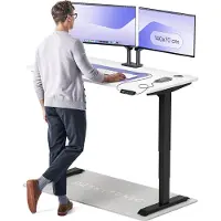 Desktronic HomePro Zit-sta Bureau Elektrisch In Hoogte Verstelbaar, 140x70cm Zwart/Wit, Stille Dubbele Motor, Hoogte 62-126cm