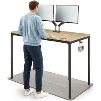 Desktronic HomeMax Zit-sta Bureau Elektrisch In Hoogte Verstelbaar, 160x80 cm Bamboo/Zwart, Stille Vier Motorsysteem, Hoogte 74-119cm