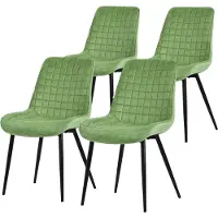ML-Design eetkamerstoelen set van 4, salie, fluwelen zitting met zwarte metalen poten, keukenstoelen met rugleuning, woonkamerstoelen, gestoffeerde stoelen voor eetkamer keuken gestoffeerde fauteuils